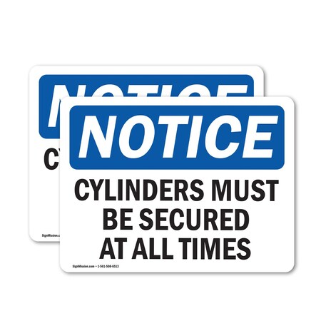 Signmission Cylinders Must Be Secured At All Times, 5 in W x Rectangle, Vinyl Decal OS-2PACK-NS-D-35-L-15387